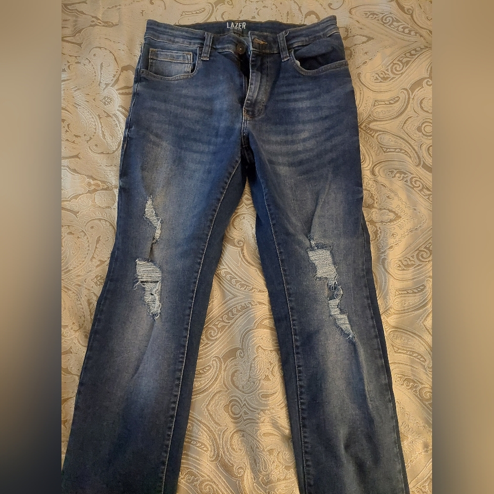 Slim Fit Blue Distressed Jeans